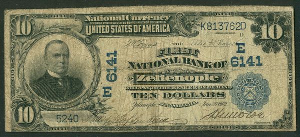 Zelienople, PA, Ch.#6141, 1902PB $10